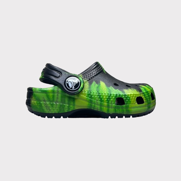 Crocs Black & Green Tie Dye Clogs - Picture 2 of 6